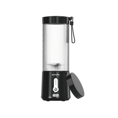 Porodo Lifestyle Portable Blender with Extra Bottom Lid 450ml, 4000mAh Battery, 18000rpm Motor Speed, Stainless Steel Blades, Leak-Proof Design, Compact &amp; Lightweight - Black