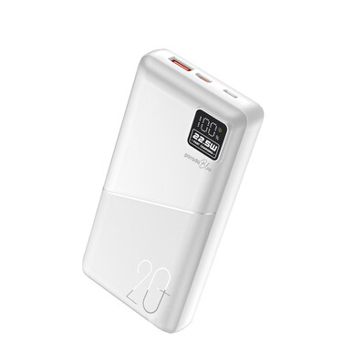 Porodo Blue 20000mAh Quick Charge Powerbank USB-A and USB-C Output, 0-60% in 35 Minutes, Dual USB Output, PD 20W, QC3.0 22.5W, White for Fast, Efficient Charging