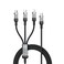 Porodo 3-In-1 Multi Charger Transparent Cable, 60W PD Fast Charging, Digital Display, 1M Braided Cable, USB-C Input, USB Type-C/Lightning/Micro USB Outputs, Universal Compatibility - Black
