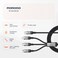 Porodo 3-In-1 Multi Charger Transparent Cable, 60W PD Fast Charging, Digital Display, 1M Braided Cable, USB-C Input, USB Type-C/Lightning/Micro USB Outputs, Universal Compatibility - Black
