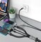 Porodo 3-In-1 Multi Charger Transparent Cable, 60W PD Fast Charging, Digital Display, 1M Braided Cable, USB-C Input, USB Type-C/Lightning/Micro USB Outputs, Universal Compatibility - Black

