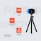 Porodo Flexible Tripod Stand with 360&deg; Panoramic Ball-Head, 390mm Extended Height, 1/4&quot; Camera Mount Screw, ABS + Rubber Material, 2kg Load Capacity, Non-Slip Grip
