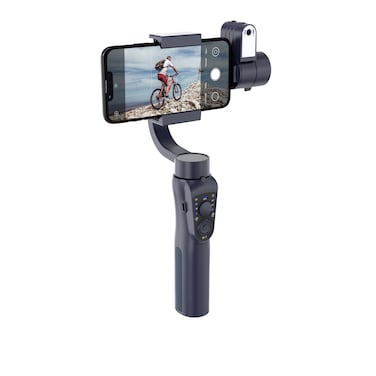 Porodo Anti-Shake Gimbal with AI Tracker, 3-Axis Stabilizer, 3600mAh Battery, 500 Min Working Time, 180&deg; Flip, Object Tracking, Auto-Inception, Black