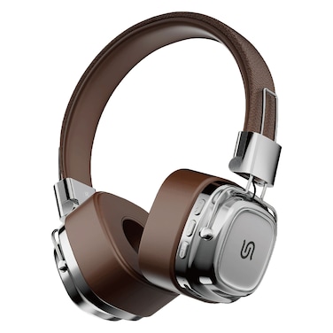Porodo Soundtec Vintage Wireless ENC Headphone, 12H Playtime at 70% Volume, 350mAh Battery, Bluetooth V5.3+EDR, 10M Transmission Distance, 32Ω Speaker Impedance, 13H Talk Time, Brown/Silver
