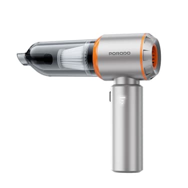 Porodo Lifestyle 2-in-1 Portable Vacuum &amp; Air Duster, 2000mAh, 100W Brushless Motor, 15kPa Suction, 3 Speeds, 70dB Noise, Washable HEPA Filter - Black.