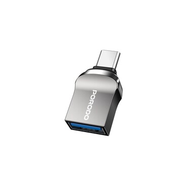 Porodo USB A to USB-C Adapter, 10Gbps Data Transfer Speed, Plug &amp; Play, Universal Compatibility, Zinc Alloy Build, Ideal for Smartphones, Tablets, Laptops, Black
