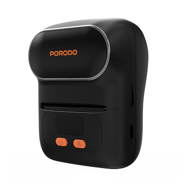 Porodo Super HD Thermal Printer with Bluetooth, 203dpi Resolution, 1200mAh Battery, 1.5-Hour Working Time, 20-50mm Label Width, 20mm/s Printing Speed, 2.5-Hour Recharge Time - Black
