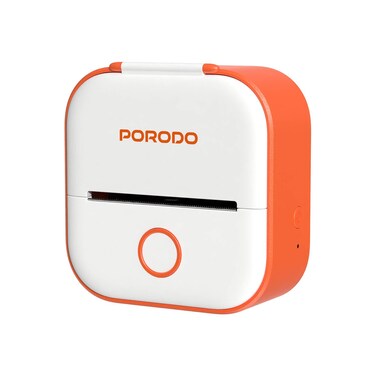 طابعة Porodo Lifestyle Pocket HD الحرارية، طباعة بدون حبر، دقة 203 نقطة في البوصة، عرض ملصق 50 مم، بطارية قابلة لإعادة الشحن 1000 مللي أمبير، تحكم عبر تطبيق iOS وAndroid، برتقالي/أبيض

