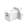 Porodo Blue Ultra-Quick Charger, USB-C 20W Output, USB-A 18W Output, 100-240V Input, 1M Lightning Cable Included, Protective Safeguards, Total Output 20W