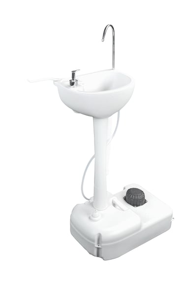 Porodo Lifestyle Portable Handwash Station, 17L Water Tank, 3L Soap Reservoir, Foot Pump Operation, 220mL Water Per Pump, Instant Water Dispenser, Lightweight and Hands-Free Hygiene Solution, White
