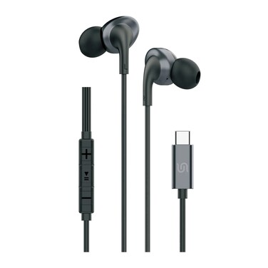 Porodo Soundtec Stereo Earphones, TPE + Metal + ABS Material, Type-C Connection, 1.2m Cable Length, High-Clarity Mic, Crisp Audio - Black