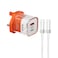 Porodo Crystal Shell GaN Wall Charger with 1.2M USB-C Cable Included, USB-C 20W Output, USB-A 18W Output, Simultaneous Charging, Over-Heat Protection, Transparent Design, UK Plug