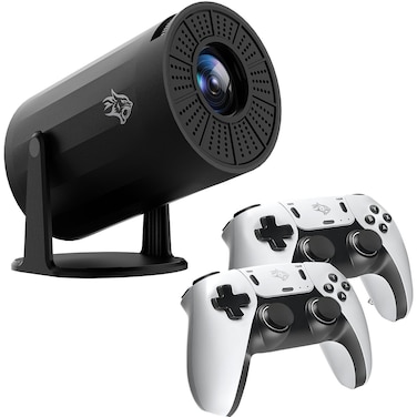 Porodo Gaming 4K Projector, Android 11, Auto Keystone, 20000+ Games, Dual Band WiFi, Gamepad Controller, 150-200 ANSI Lumens, 40-130 Inches Projection, Black
