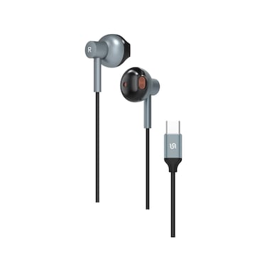 Porodo Soundtec Stereo Earphones, 14.2mm Driver, 20-20kHz Frequency Range, 96dB Sensitivity, Type-C Connector, 32&Omega; Impedance, 1.2m Cable Length, High-Clarity Mic, Three Button Control
