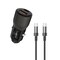 شاحن سيارة بورودو الشفاف بقوة 95 واط مع كابل USB-C بطول 90 سم، منفذين للشحن السريع QC 30W وPD 65W، شحن سريع متزامن، توافق عالمي، هيكل متين من سبائك الزنك للأجهزة الذكية واللابتوبات - رمادي
