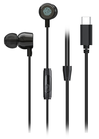 Porodo Soundtec Touch Controls Earphone, High-Clarity Mic, Type-C Connector, 96dB Sensitivity, 1.2m Cable, 10mm Driver, 20Hz-20kHz Frequency, Crisp Audio - Black

