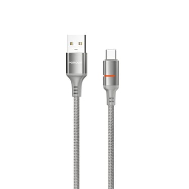 Porodo USB-A to USB-C LED Light Cable 1.2M, 480Mbps Transfer Speed, 2.4A Current, Fast Charging &amp; Data Transfer, Durable Braided Wire, Universal Compatibility for USB-C Devices
