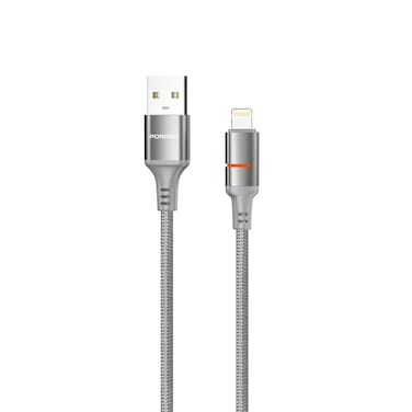 Porodo USB-A to Lightning LED Light Cable 1.2m Length, 2.4A Current, 480Mbps Data Transfer Speed, Braided Durable Wire, Fast Charging &amp; Sync, Universal Compatibility
