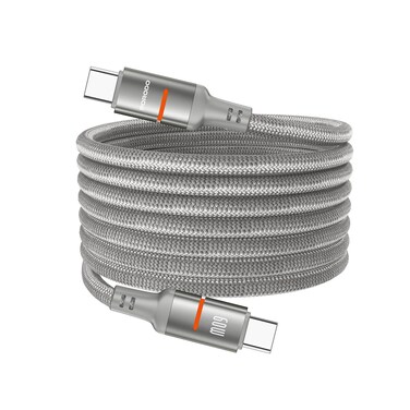 Porodo USB-C to USB-C Magnetic Braided Cable 1.2m Length, 60W Power Delivery Fast Charging, Tangle-Free Design, 15000+ Bends Lifespan, Sync &amp; Data Transfer, Universal Compatibility