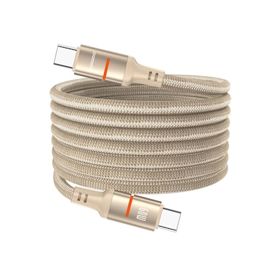 Porodo USB-C to USB-C Magnetic Braided Cable with 60W Power Delivery, 1.2m Cable Length, 15000+ Bends Lifespan, Tangle-Free Durable Design, Fast Charging &amp; Sync &ndash; Gold

