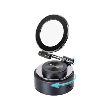 Porodo Vacuseal MagSafe Magnetic Mount for 4.7&rdquo; and Above Devices with N54 Magnets, Adjustable Viewing Angle, Type-C Charging Port, Strong Suction, Supports Horizontal and Vertical Use