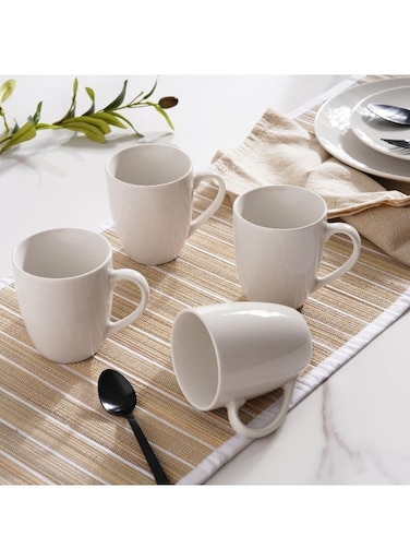 Home Essentials 4-Piece Porcelain Mug 350ml - White
