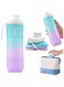 Zurligi Collapsible Water Bottles, Reusable LeakProof Silicone Foldable Water Bottle Sports Travel Bottles Lightweight Durable Bottle &amp;Strap for Office Camping Gym Hiking Biking Outdoor 600ML