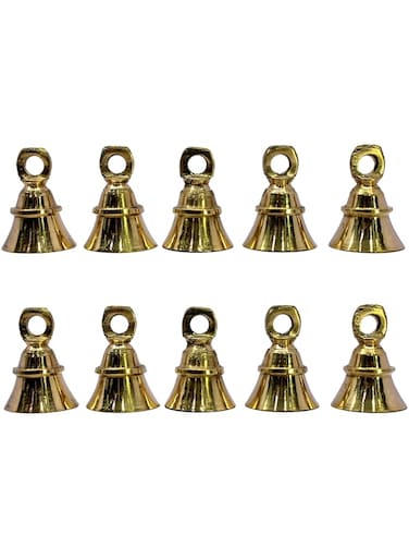 eSplanade Brass Pooja Mandir Decorative Bells   Pack of 10   2" Inches - Golden