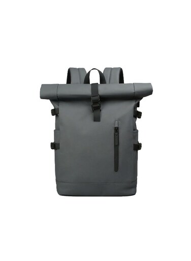 Mobcos Travel Big Back Pack Grey 8448 Expandable Waterproof Roll-Top Laptop Backpack with USB Charging Port &ndash; Anti-Theft Travel Backpack for Men &amp; Women, Durable Oxford Material, 18L&ndash;27L Expandable Capacity, Business &amp; Outdoor Daypack
