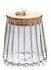 Glass Coffee Nuts Canister Airtight Storage Jar Petal Decorative Container with Bamboo Lid Metal Handle Easy to Grasp 650ml