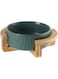 5 inch Ceramic Cat Bowl with Wood Stand No Spill Pet Food Water Feeder Cats Small Dogs