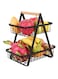 Fruit Basket for Kitchen Countertop 2 Tier Portable Metal Wire Storage Rack with Wooden Handle Detachable Rectangle Basket for Kitchen Organizer Storage Bread Snacks Fruits 2 Layer Black.