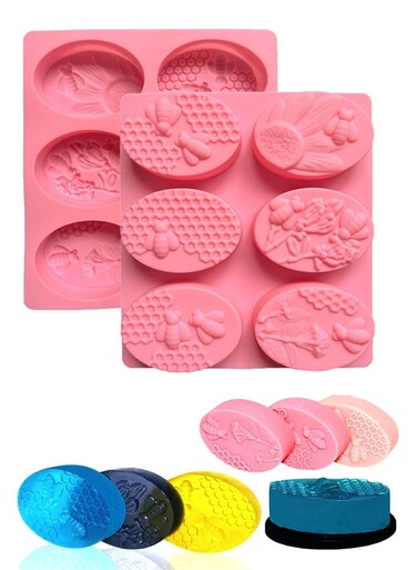 Honeybee Silicone Soap Mold 3D Bee Soap Molds Oval Bee and Hive Queen Bumblebee Molds for Homemade Craft Soaps, Lotion Bar, Bath Bomb, Beeswax, Chocolate and Dessert