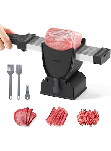 DeHaven Barbecue Meat Slicer and Cleaver Kitchen Knife Set, Fresh Meat Cutter for Slicing, Shredding Beef, Chicken, Mutton, Food Slicer for Home Cooking, BBQ, Hot Pot, Durable Design, Black Finish