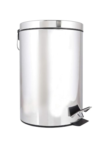 ECVV Stainless Steel Plain Pedal Dustbin, Garbage Bin with Removable Bucket Round Shape, Silver Color use for, Home, Kitchen, Office -12 Liter