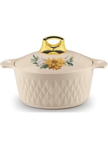 ASIAN Casserole Hotpot, Stainless Steel insulated Hot Pot, Food Warmer, Keeps Food Warm for Hours - Diamond Beige (2500 ML)