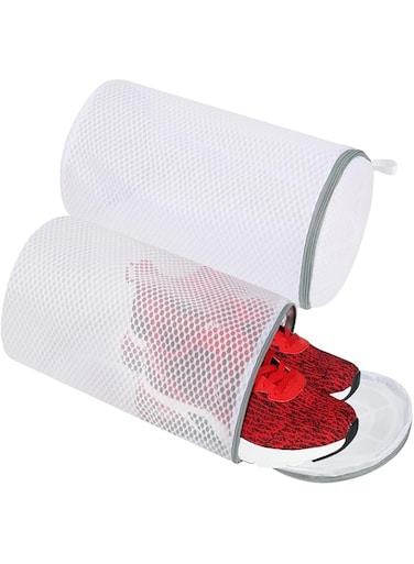 2PC Honeycomb Mesh Shoe Laundry Bag, Zipper For Sneakers, Delicates, Bras, Toys
