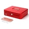 Rubik X-Large Cash Box Steel Register with Tray and Lock Durable Portable Money Box Safe for Bills Jewelry Receipts Coins (30x24x9cm) Red