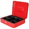 Rubik X-Large Cash Box Steel Register with Tray and Lock Durable Portable Money Box Safe for Bills Jewelry Receipts Coins (30x24x9cm) Red