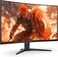 AOC C32G2ZE 32-inch Curved Frameless Gaming Monitor, Full HD 1920x1080, VA, 0.5ms 240Hz, AMD FreeSync Premium, DP/HDMI/VGA, VESA, 3-3-1 Re-Spawn Program, Xbox PS5 Switch,Black/Red