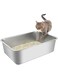 ORCHID M&reg; Stainless Steel Cat Litter Box High Side Cats Toilet Kitten Litter Pan, Pet Cleaning Tool for Big and Small Cats, Rabbits, Splash-Proof and Non-Stick Cat Poop Box odorless 19.7"x13.8"x5.9