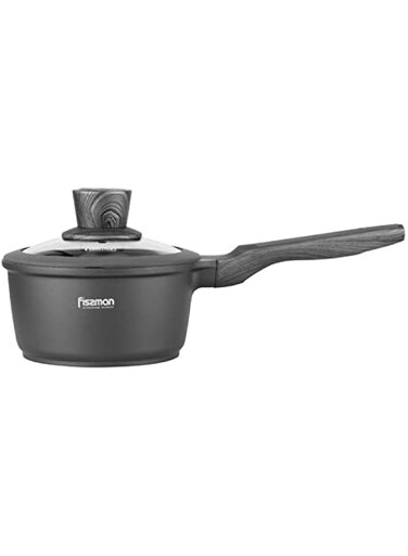 Fissman PRESTIGE Aluminium with Non-Stick Coating Sauce Pan 16x8.5cm/1.4L with Glass Lid and Induction Bottom