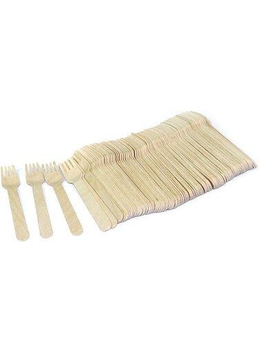 K Y KANGYUN Disposable Wooden Forks by Bamboodlers, 100% All-Natural, Eco-Friendly, Biodegradable, and Compostable - Because Earth is Awesome! Pack of 50-6.5" Fork-6.5"-50 PCS Light-Brown, burlywood