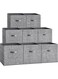 Storage Cubes, 13-Inch Non-Woven Fabric Bins with Double Handles, Set of 8, Closet Organizers for Shelves, Foldable, for Clothes, Cattail Gray