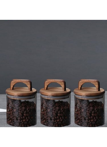 Homesmiths Borosilicate Glass Food Storage Jar with Acacia Wood Airtight Lid &amp; Handle, 800ml, 12cm - Durable, Stylish Kitchen Storage Solution