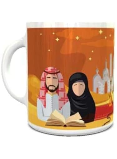 Impress Ceramic Coffee Mug with Arabian Design (White)