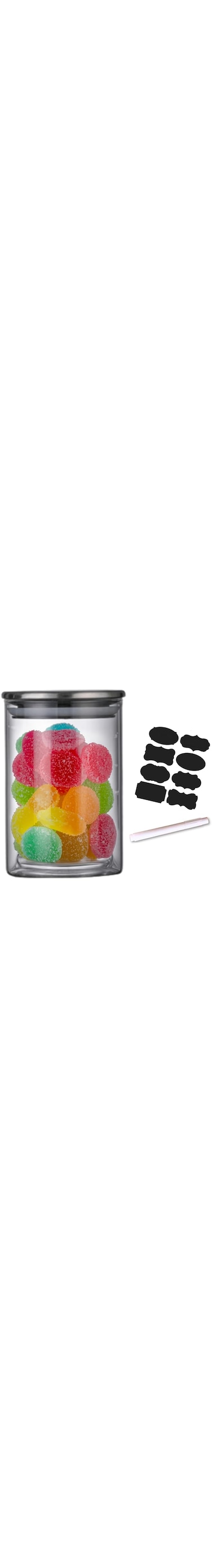 KALIZ Glass Jar with Steel Lid - Airtight Food Container for Kitchen Storage   Modern Glass Food Container with Label Sticker &amp; Pen   Spice Jars for Pantry   Available in 650ml,1300ml,1800ml (650ml)