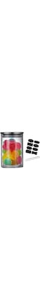 KALIZ Glass Jar with Steel Lid - Airtight Food Container for Kitchen Storage   Modern Glass Food Container with Label Sticker &amp; Pen   Spice Jars for Pantry   Available in 650ml,1300ml,1800ml (650ml)