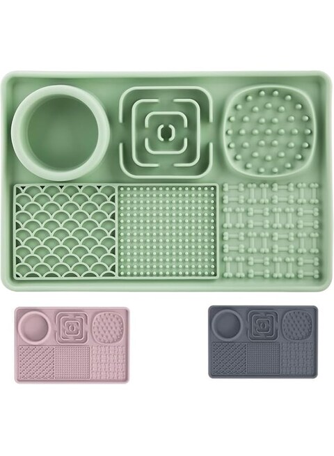 Slow Feeder Mat for Dogs &amp; Cats,Licking Pad,Silicon Feeding Mat with Suction Cups for Dry Wet Food, Pets Bathing Grooming Training Calming Mat   Assorted color