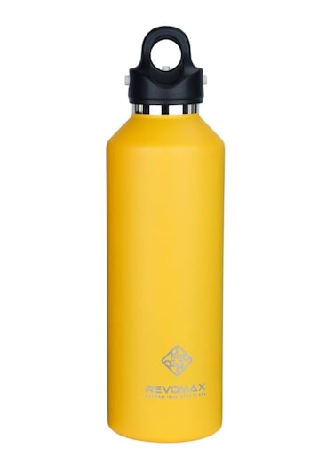 Double Walled Vacuum Insulated Water Bottle, Copper Plated, Insulated Thermos Flask, Twist-Free Cap, Stainless Steel, BPA-free, Phthalate-free, No Flavour-Staining, 32oz/950ml, Lemon Yellow